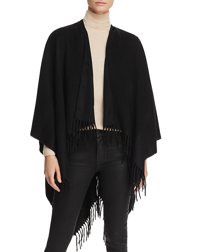 Rag & Bone Cashmere Fringe-trim Poncho In Black