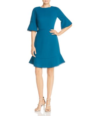 teal bell sleeve dress
