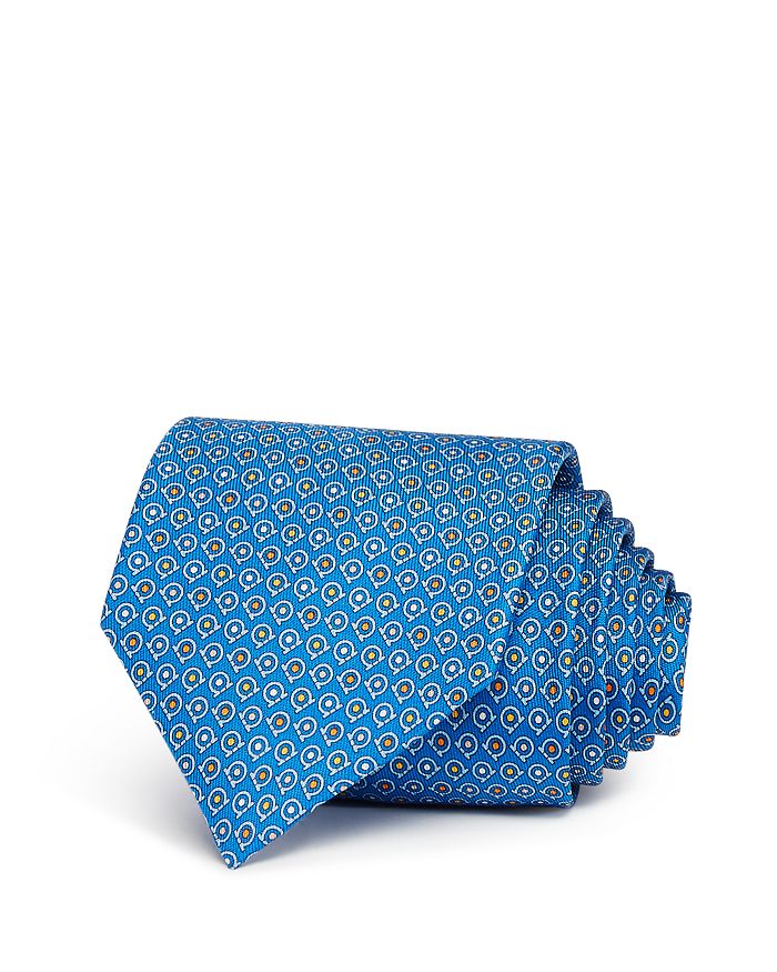Ferragamo Gancini Dots Silk Classic Tie In Light Blue