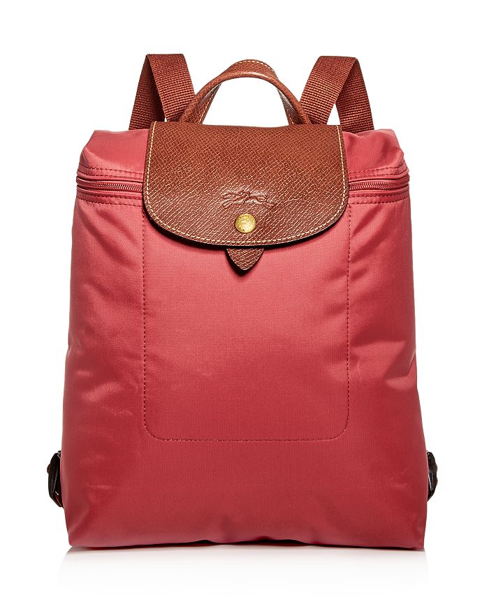 Longchamp Le Pliage Nylon Backpack In Fig/gold