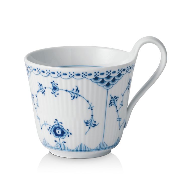 Royal Copenhagen Blue Fluted Half Lace High Handle Mug In Two-tone