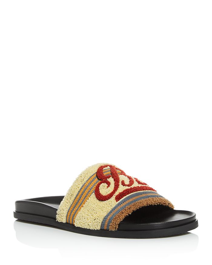 Bally Men's Embroidered Slide Sandals In Tan
