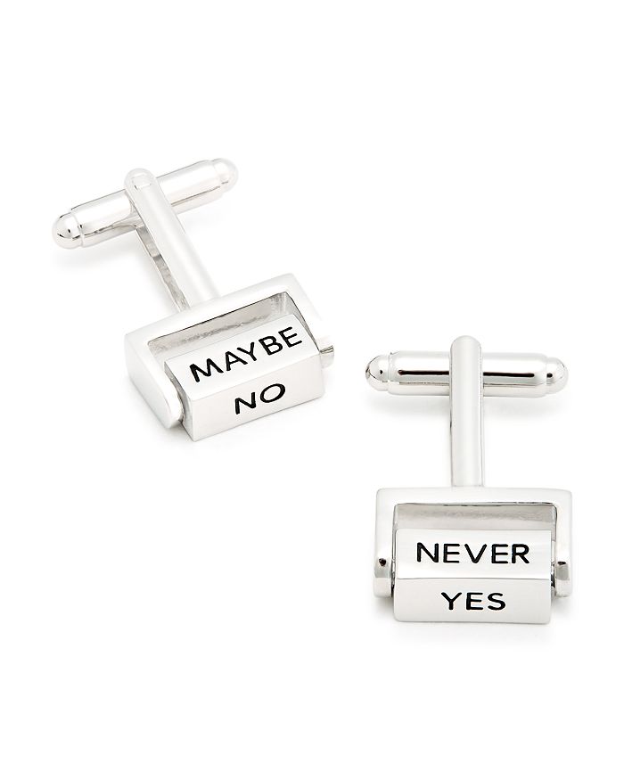Shop Link Up Yes/no/maybe Spinner Cufflinks In Silver