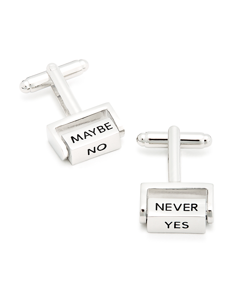 Link Up Yes/no/maybe Spinner Cufflinks In Silver