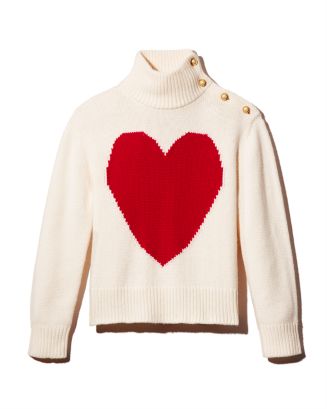 kate spade new york Heart Print Turtleneck Sweater | Bloomingdale's