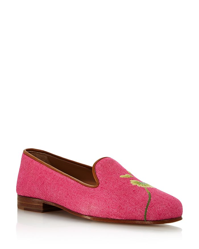 Stubbs & Wootton Women's Forget Me Not Floral Loafers In Pink