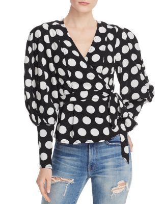 polka dot wrap blouse