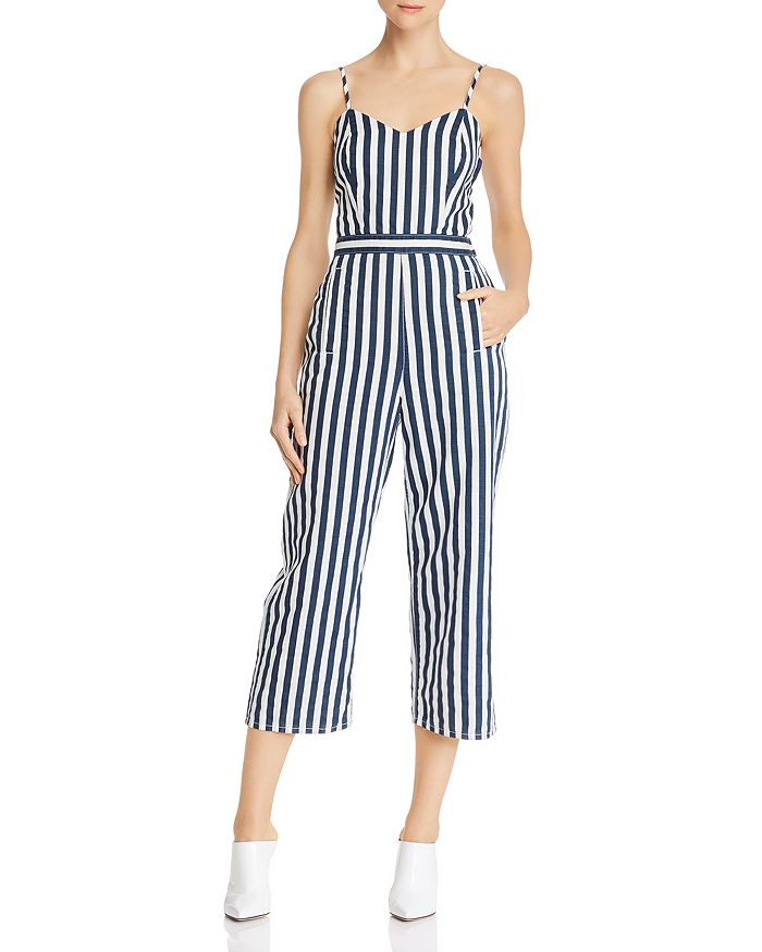 MOTHER Cut It Out Striped Jumpsuit Bloomingdale s