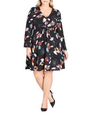 City Chic Plus - Tie-Front Floral Dress