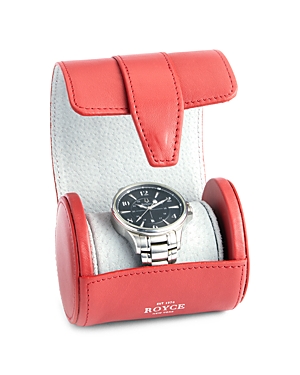 Royce New York Leather Single Watch Travel Roll Case In Red