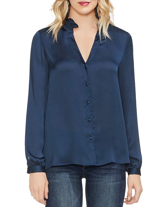 VINCE CAMUTO Ruched Button-Down Blouse | Bloomingdale's