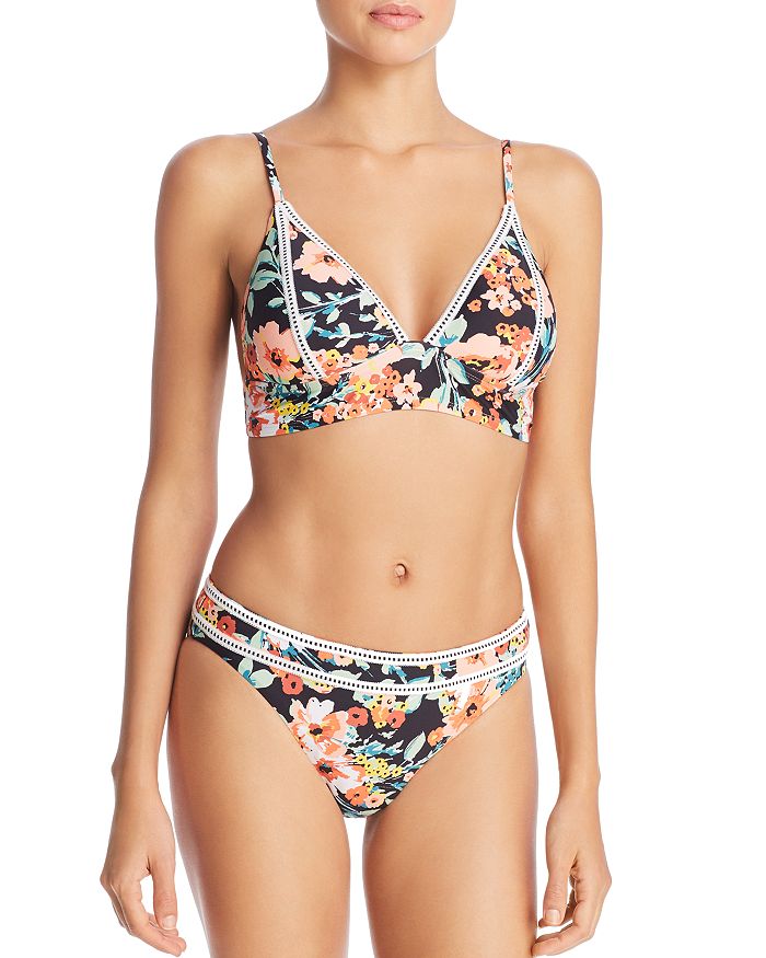 Lucky Brand Wild Flower Triangle Bikini Top & Hipster Bikini Bottom