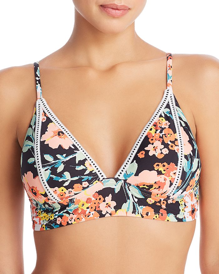 Lucky Brand Wild Flower Triangle Bralette Bikini Top