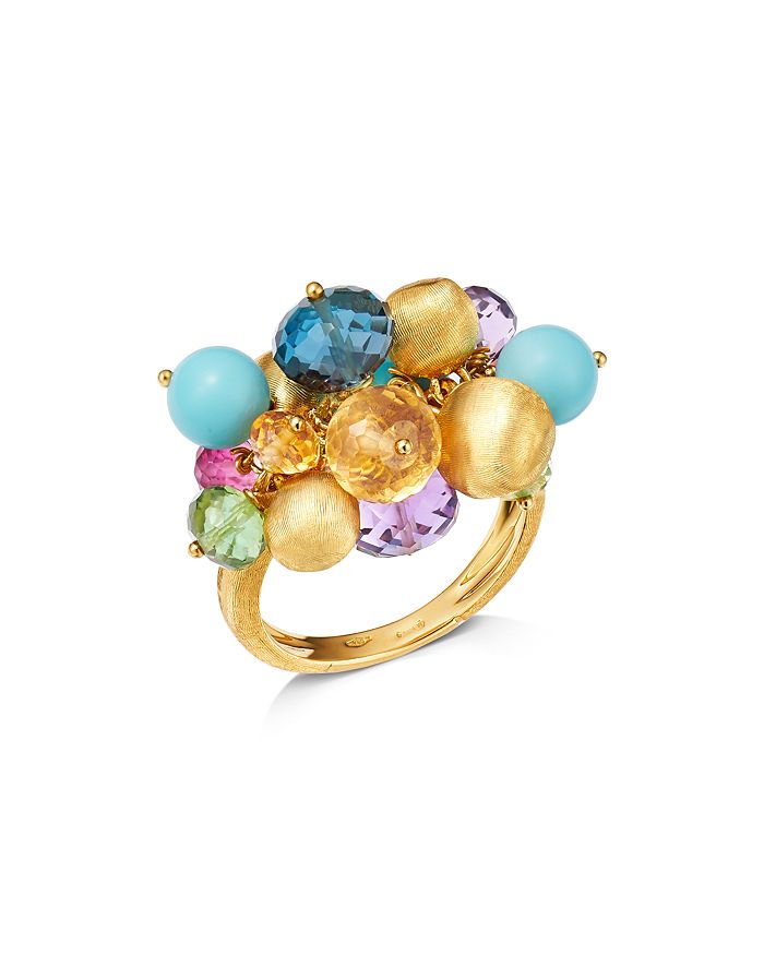 Marco Bicego 18k Yellow Gold Gemstone Cluster Cocktail Ring In Multi/gold