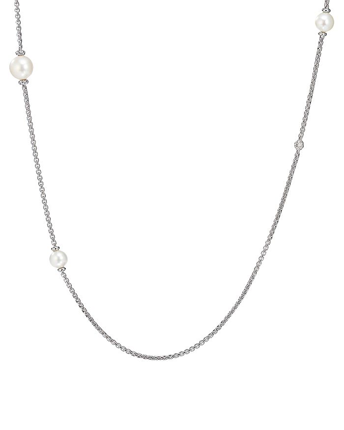 David Yurman - Pearl Cluster Chain Necklace with Diamonds, 42"