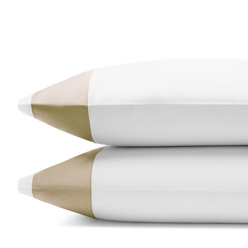 Sferra Casida Standard Pillowcase, Pair In White/oat