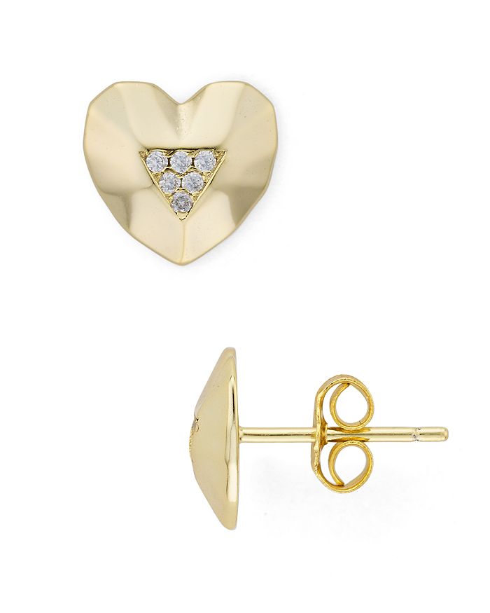 AQUA FACETED HEART EARRINGS IN 14K GOLD-PLATED STERLING SILVER - 100% EXCLUSIVE,124901GCZ