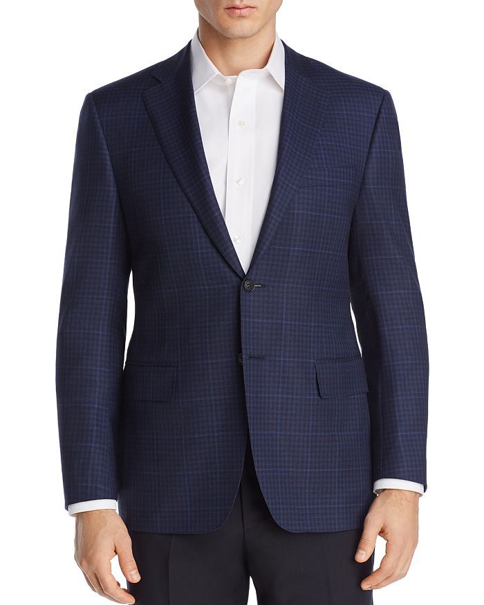 Canali Check With Tonal Windowpane Siena Regular Fit Sport Coat In Navy