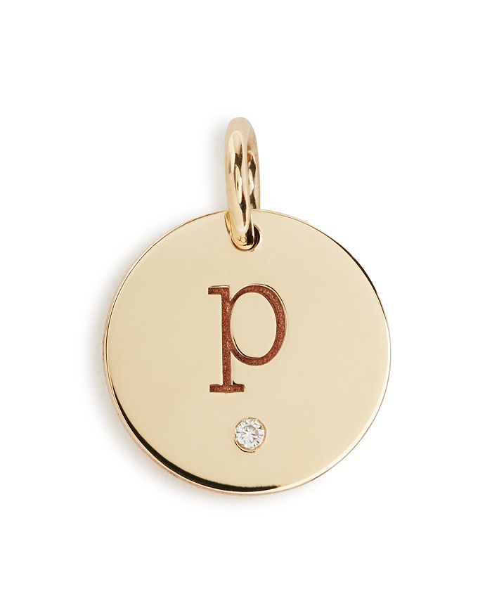 Zoë Chicco 14k Yellow Gold Medium Disc Pave Diamond Letter Charm In P/gold