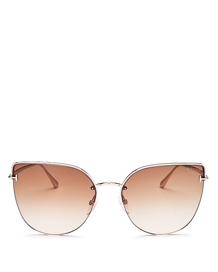 Tom Ford Women's Cat Eye Sunglasses, 60 Mm In Rose Gold/brown