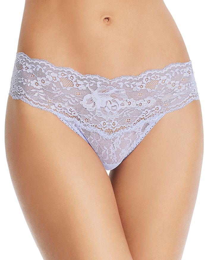 Hanky Panky American Beauty Rose Mid-rise Thong In Bonnie Blue