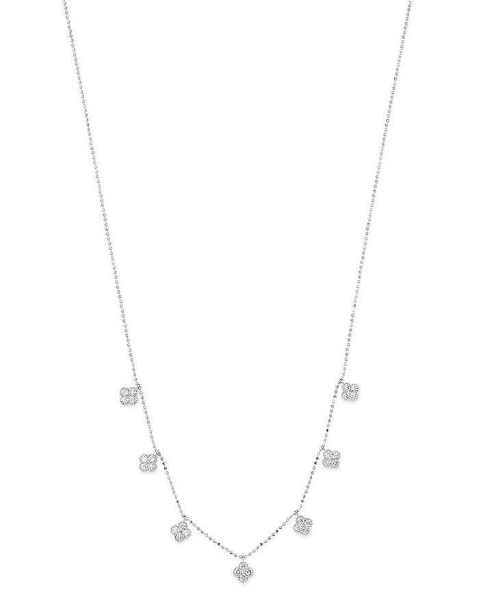 Shop Bloomingdale's Diamond Clover Station Necklace In 14k White Gold, 1.0 Ct. T.w. - 100% Exclusive