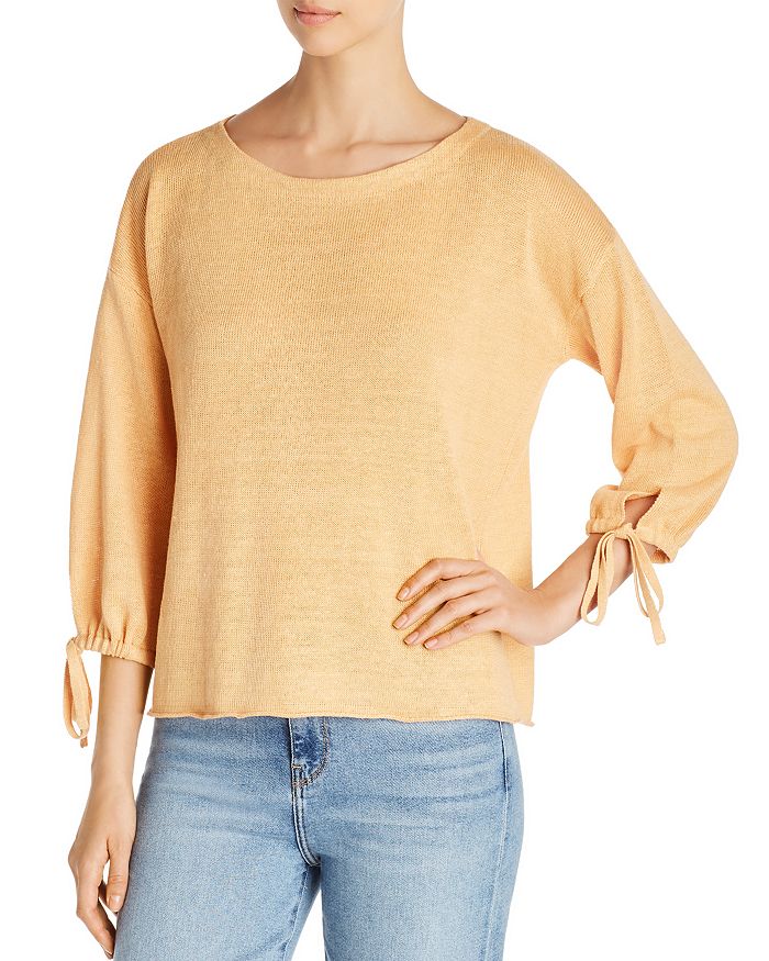 Eileen Fisher Organic Linen Tie Cuff Sweater 100 Exclusive