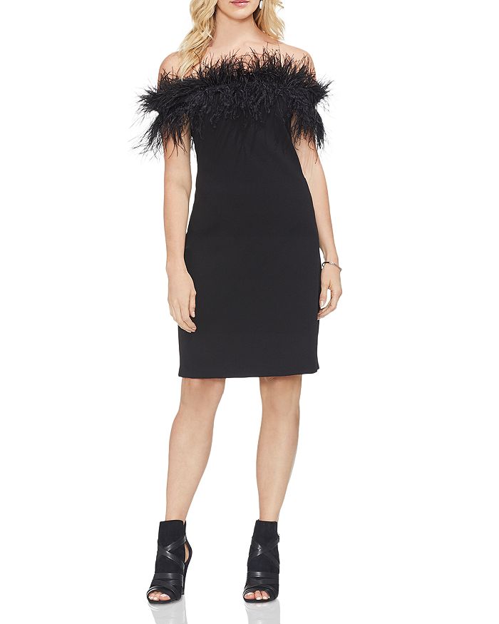 Vince camuto feather online trim dress