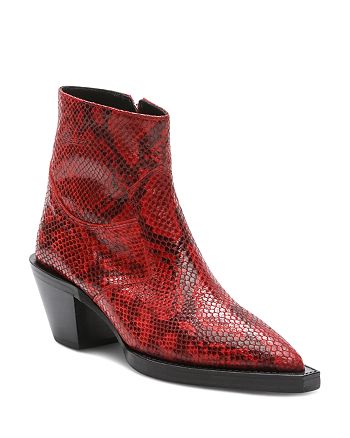 The Kooples Women's Pointed Toe Python-Embossed Leather Western Booties ...