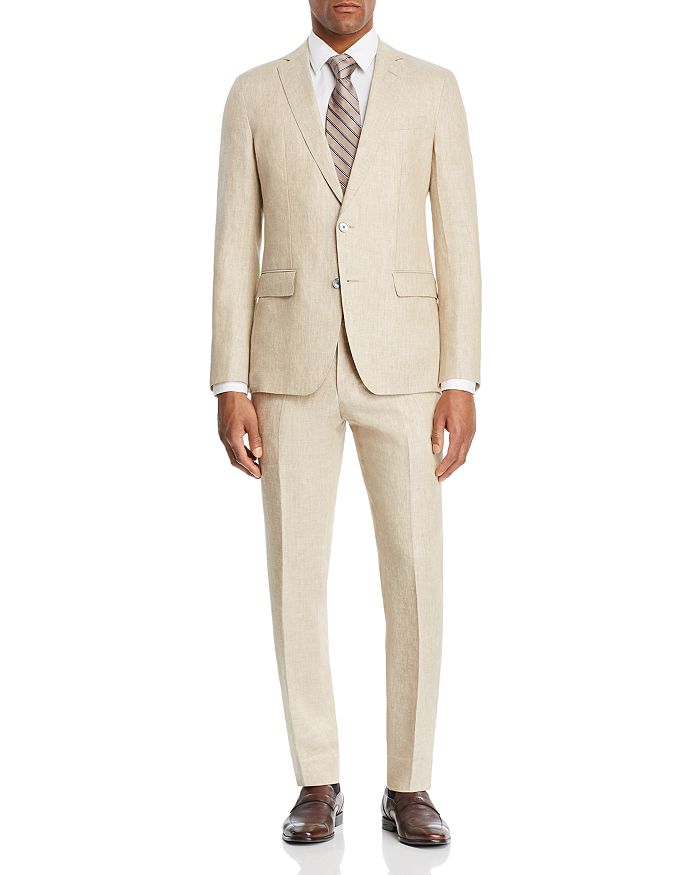 Boss Helford/gander Linen Solid Slim Fit Suit Tan