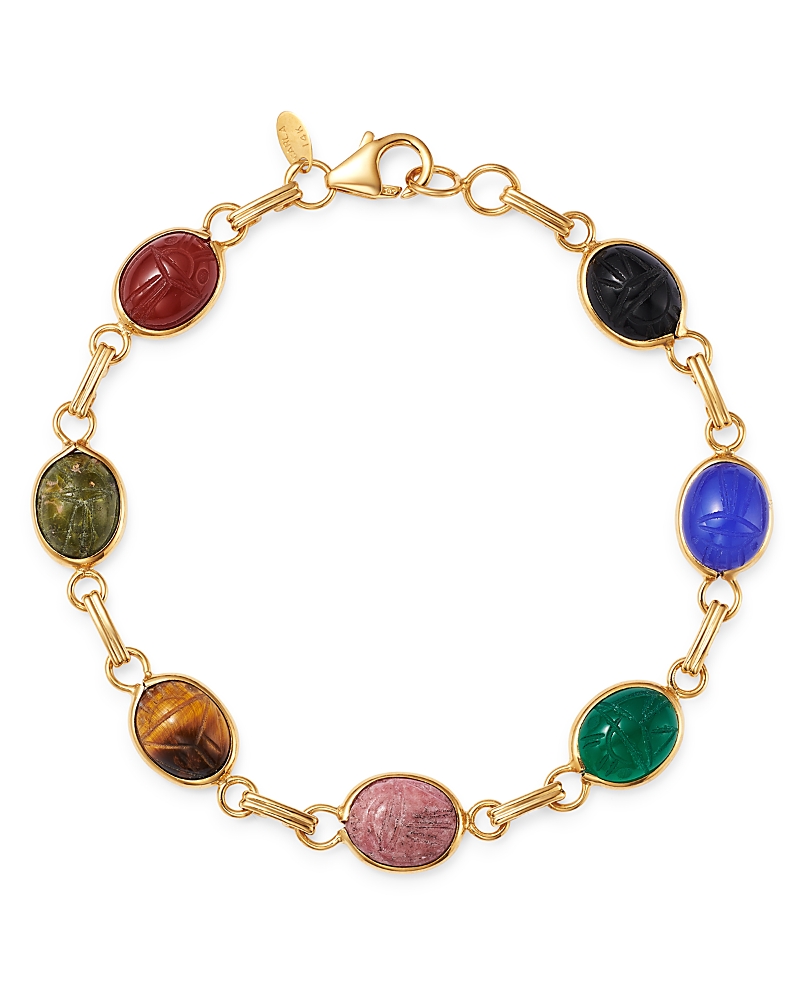 Bloomingdale's Fine Collection Multi-Stone Scarab Link Bracelet in 14K Yellow Gold