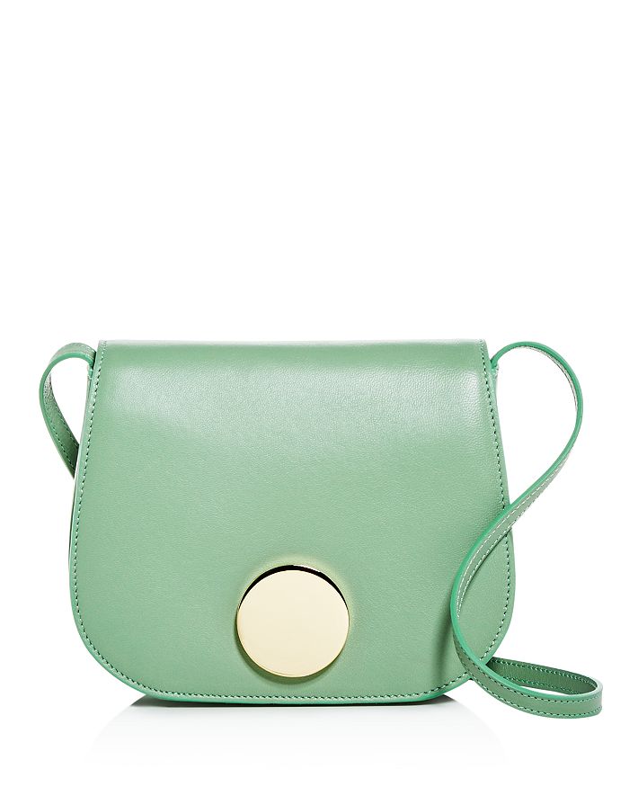 Little Liffner Leather Mini Saddle Bag In Mint/silver