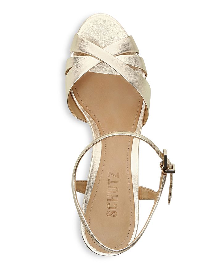 Shop Schutz Women's Keefa High-heel Platform Sandals In Platina Gold Leather