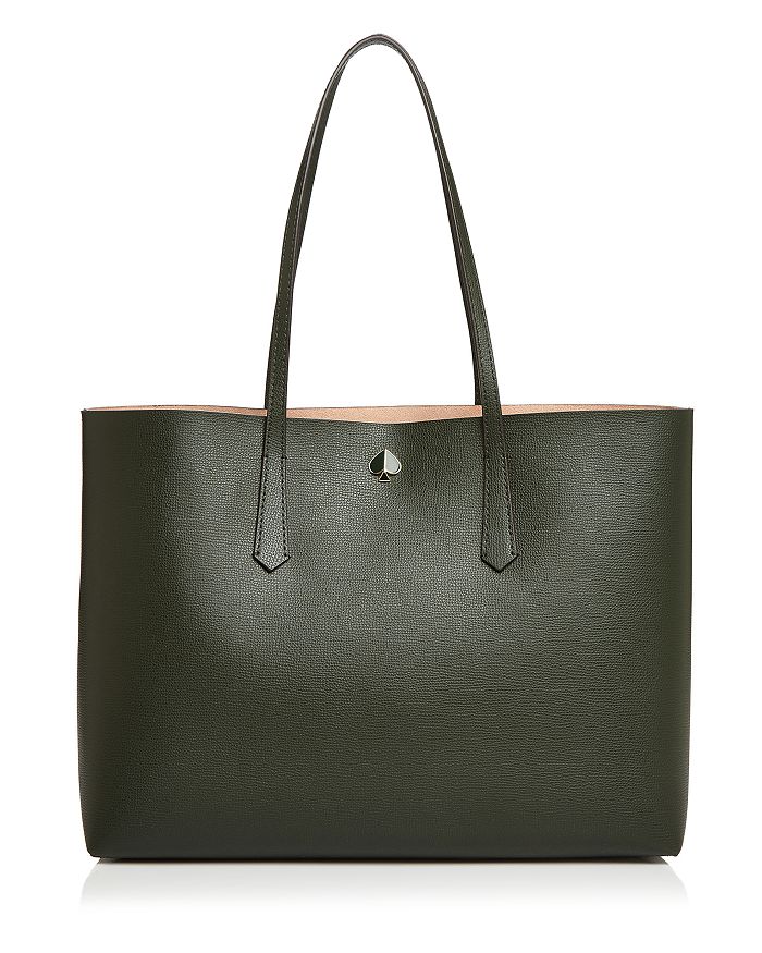 Kate Spade New York Large Leather Tote Bag In Deep Evergreen/gold