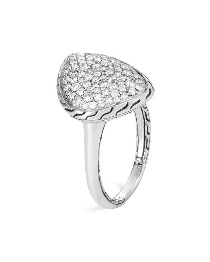 JOHN HARDY STERLING SILVER CLASSIC CHAIN SMALL PAVE DIAMOND RING,RBP903602DIX7