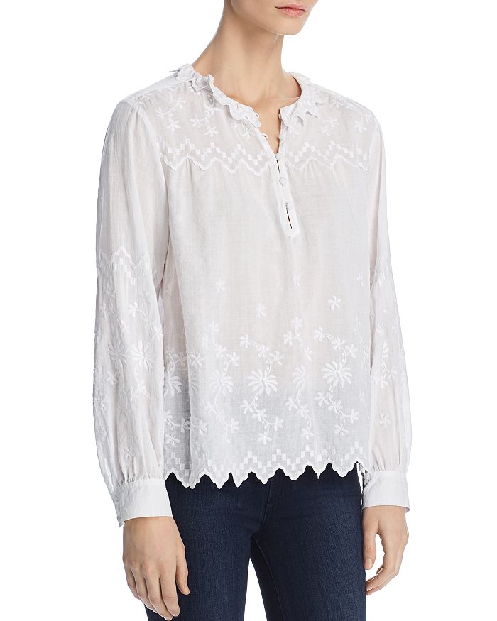 Rebecca Taylor Embroidered Voile Top | Bloomingdale's