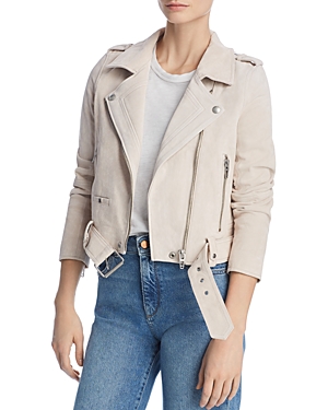 Blanknyc Suede Moto Jacket In White Sand