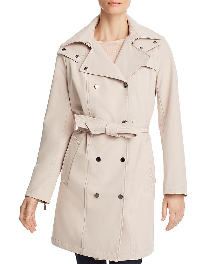 Calvin Klein Belted Double-breasted Front Trench Coat In Blush | ModeSens