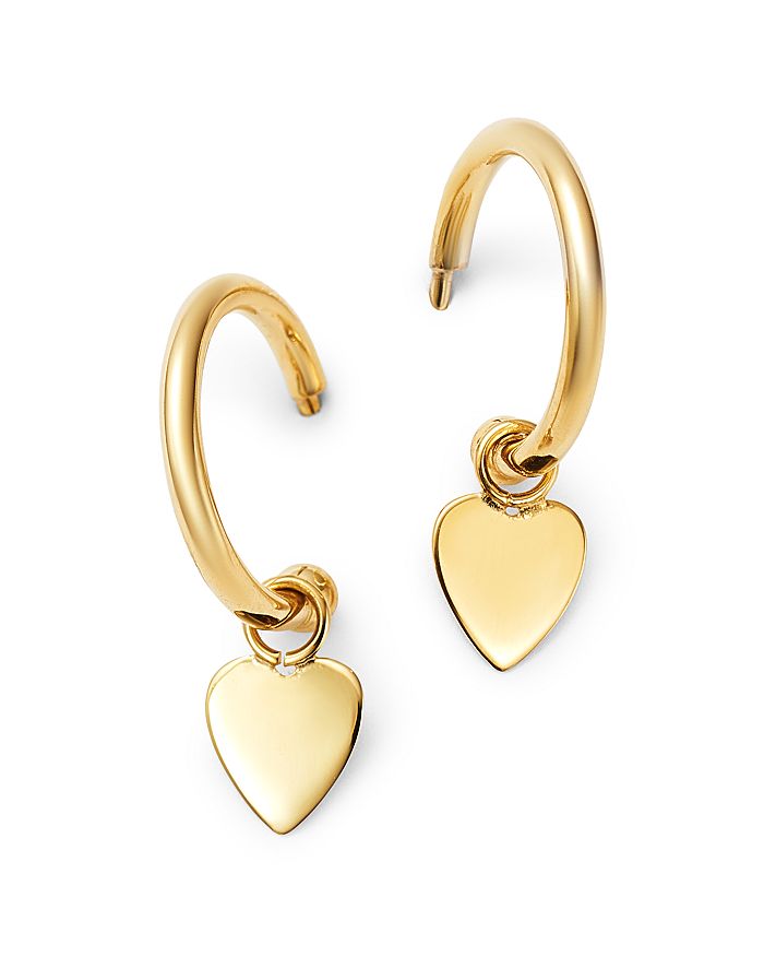 Moon & Meadow 14k Yellow Gold Small Dangling Heart Hoop Earrings - 100% Exclusive