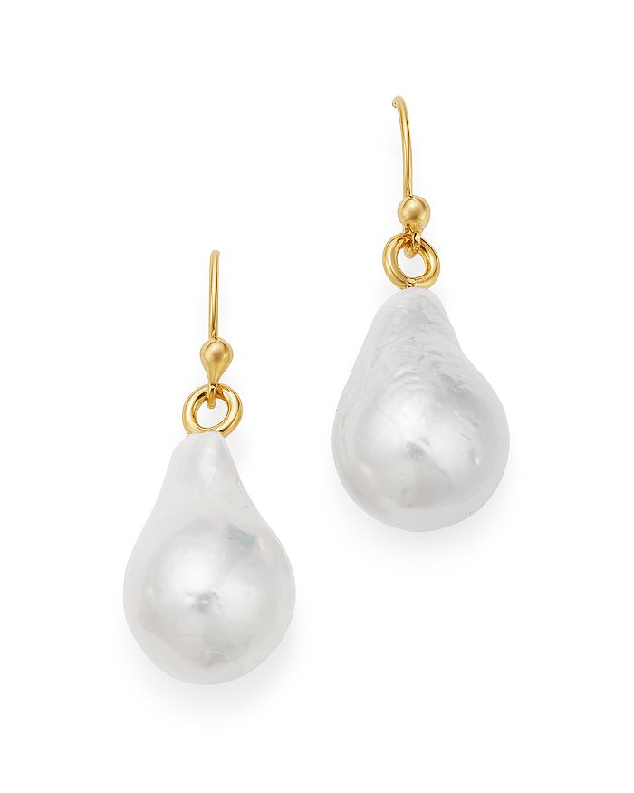 Bloomingdale's Baroque Cultured Freshwater Pearl Drop Earrings In 14k Yellow Gold - 100% Exclusive In White/gold