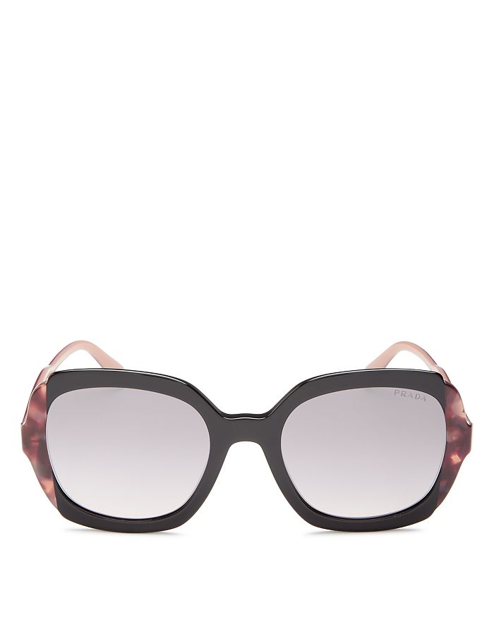 Prada Women's Eiquette Mirrored Square Sunglasses, 54mm In Pink Tortoise/pink Violet Gradient Mirror