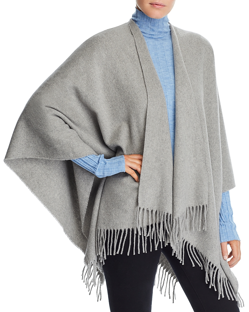 Rag & Bone Cashmere Fringe-trim Poncho In Gray
