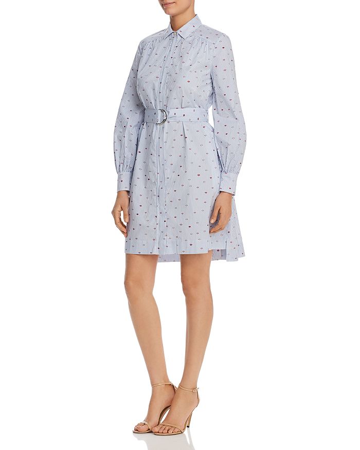 kate spade new york Striped Lip-Print Shirt Dress | Bloomingdale's