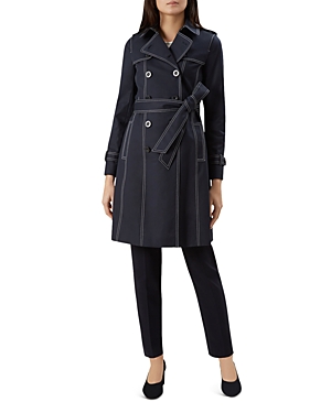 Hobbs London Saskia Trench Coat In Navy/ivory