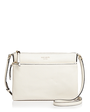Kate Spade Medium Polly Leather Crossbody Bag - White In Parchment | ModeSens