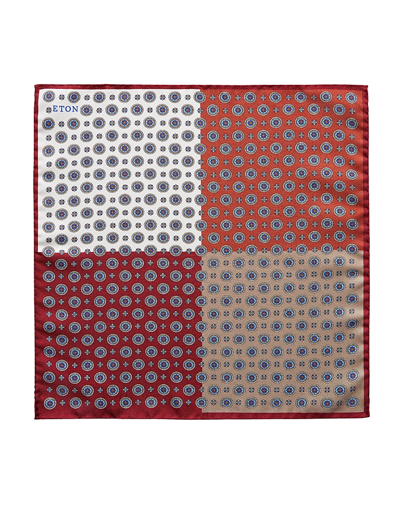 Eton Men's 4-in-1 Medallion Pattern Pocket Square In Brown