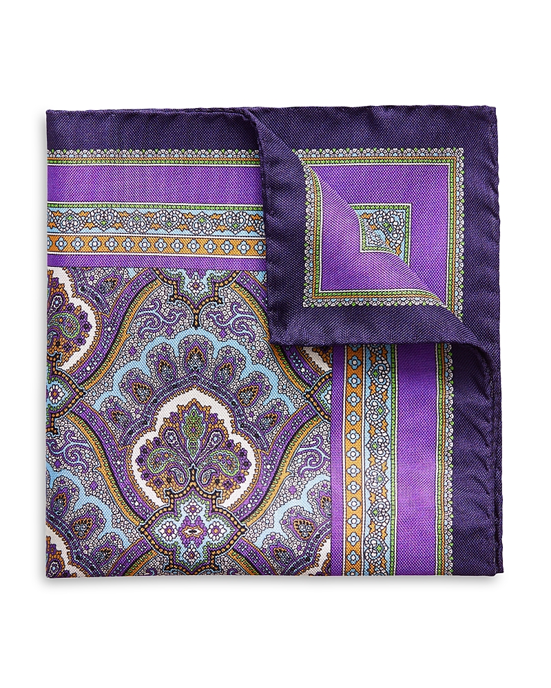 Eton Men's Silk Paisley Pocket Square, Purple In Purple