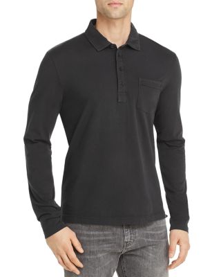 Billy Reid Mens Long Sleeve Cashmere Polo with Pocket 