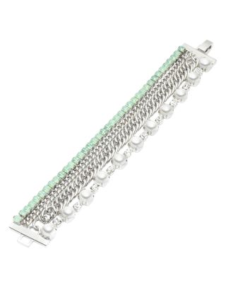 Carolee - Simulated Pearl, Stone & Chain Multi Strand Bracelet