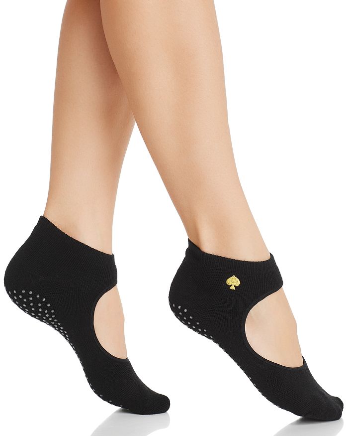 Kate Spade Barre Sock Yoga Workout No Show Socks TWO PAIRS Black One Size  Set